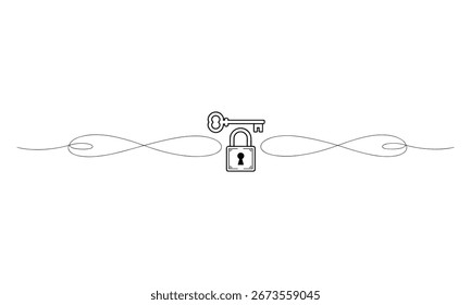 Elegante divisor de Vector con llave y símbolo de bloqueo para seguridad y mejora del diseño