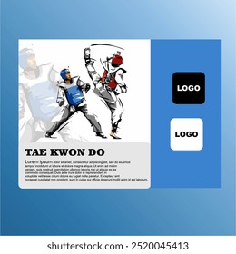 Elegante diseño de fondo editable de karate o taekwondo de artes marciales de Vector adecuado para sus campeonatos de artes marciales, carteles, Anuncios y noticias