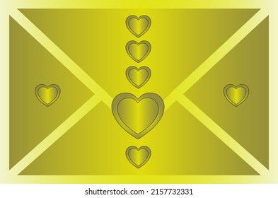 Elegant vector envelope in gradient gold color with a heart in the middle
