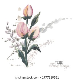 Elegant Vector Floral Arrangement for Greeting Card or Invitation Design.
