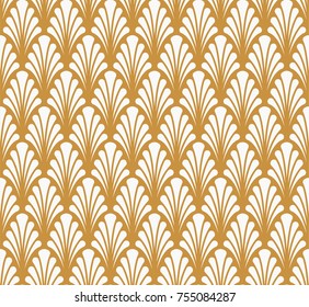 Elegant Vector Floral Art Nouveau Seamless Pattern. Geometric decorative leaves texture. Retro stylish background. 