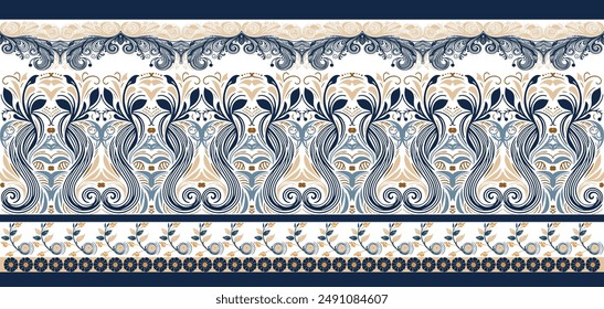 Elegant Vector Floral Fabric Borders for Clothing Design: Enhance Your Apparel with Beautiful Patterns