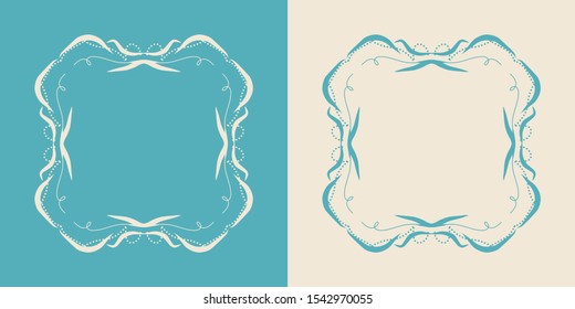 Elegant vector floral vintage frame set, isolated. Separated layers with borders: thin, bold and dotted lines. For quotes, wedding invitation, greetings, other.
