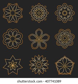 Elegant vector flower logo sign in minimalistic classic style. Vintage Monogram badge design