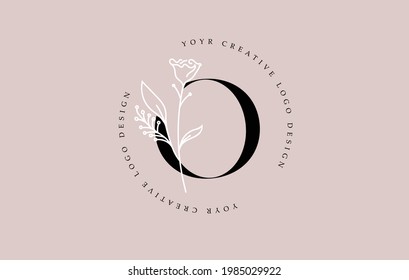 Elegant Vector Flower O Letter Design Logo with Floral Leaf Plant Idea for Cosmetic Beauty Personal Branding Logo