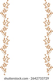 Elegant vector frame design featuring two vertical lines of stylized burnt orange leaves, perfect for invitations, cards, or autumn-themed projects.