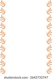 Elegant vector frame design featuring a minimalist, peach-colored leaf border on a white background, ideal for invitations, cards, or branding materials.
