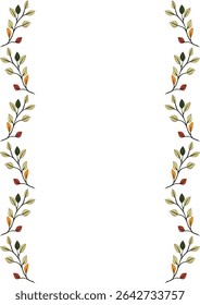 Elegant vector frame design featuring a delicate arrangement of stylized autumn leaves in muted earth tones, perfect for adding a touch of nature-inspired sophistication to your projects.