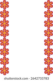 Elegant vector frame design featuring two vertical rows of stylized orange and crimson flowers, perfect for invitations, cards, or decorative borders.