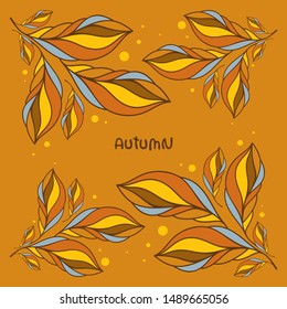 Elegant vector frame with orange autumn leaves. Frame with lettering "Autumn". Template for season decoration, invitation and greeting card.