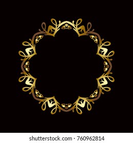 Elegant vector frame with place for text. Gold floral border. Lace illustration for invitations and greeting cards.