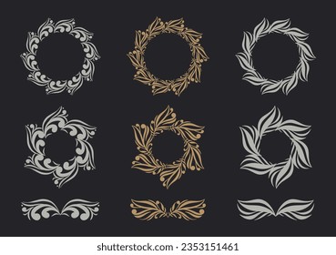 Elegant vector frames with classic floral elements. Set for label, corporate identity, wedding invitation, save the date, logo