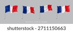 Elegant Vector of the French Flag in Dynamic Waving Motion on Pole