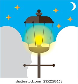  Elegant vector garden lamp flat illustration design concept