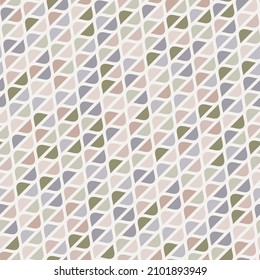 Elegant vector geometric seamless pattern. Stylish graphic texture with small curved shapes, wavy elements, diagonal stripes. Abstract mosaic background in soft organic pastel colors. Repeated design