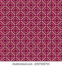 Elegant vector geometric seamless pattern. Abstract graphic background in burgundy and gold color. Simple golden folk style texture. Ethnic tribal ornament. Repeat retro vintage decorative geo design