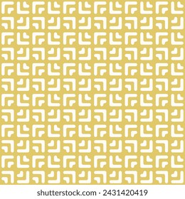 Elegant vector geometric seamless pattern with smooth lines, arrows, squares, triangles, grid, lattice. Modern abstract graphic ornament. Simple gold minimal background texture. Repeated geo design