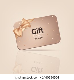 Elegant vector gift card with gold bow ribbon.