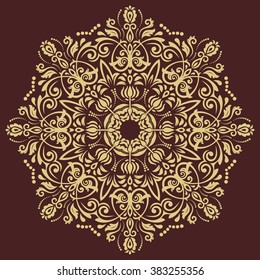 Elegant vector golden ornament in the style of barogue. Abstract traditional pattern with oriental elements