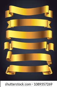 Elegant Vector of Golden ribbon in semi-realistic style