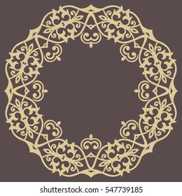Elegant vector golden round ornament in classic style. Abstract traditional pattern with oriental elements, Classic vintage pattern