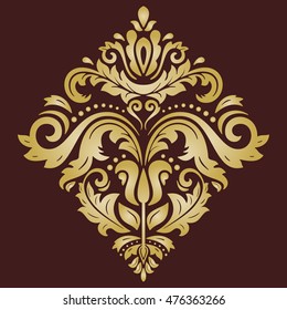 Elegant vector golden square ornament in the style of barogue. Abstract traditional pattern with oriental elements