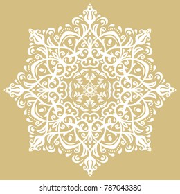 Elegant vector golden and white ornament in classic style. Abstract traditional pattern with oriental elements. Classic vintage pattern