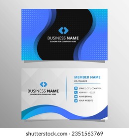 Elegant Vector Gradient Blue Curve Business Card Template, can be used for business designs, presentation designs or any suitable designs.