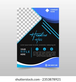Elegante plantilla de volante de curvas azules de gradiente vectorial, se puede usar para diseños de negocios, diseños de presentaciones o cualquier diseño adecuado.