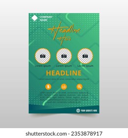 Elegant Vector Gradient Geometric Green Flyer Template, can be used for business designs, presentation designs or any suitable designs.