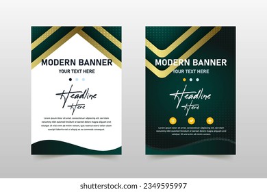 Elegant Vector Gradient Golden Luxury Green Banner Template, can be used for business designs, presentation designs or any suitable designs.