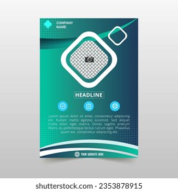Elegante Vector Gradient Green Curve Flyer Vorlage, kann für Geschäftsdesigns, Präsentationen oder alle geeigneten Designs verwendet werden.