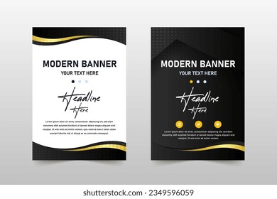 Elegante gradiente vectorial Mínimo de Banner Negro, se puede usar para diseños de negocios, diseños de presentaciones o cualquier diseño adecuado.