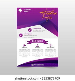Elegante plantilla de viajero con puntos de gradiente vectorial rosa y morado, se puede usar para diseños de negocios, presentaciones o cualquier diseño adecuado.
