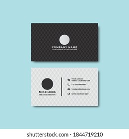 Elegant vector graphic of business card design template on fancy pattern background. modern black and white colors.