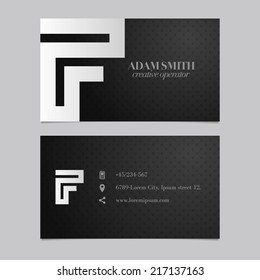 Elegant vector graphic business card with alphabet symbol / letter F