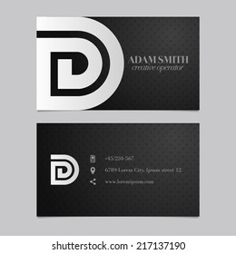 Elegant vector graphic business card with alphabet symbol / letter D