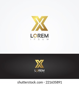 Elegant vector graphic gold alphabet symbol / letter X