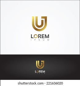 Elegant vector graphic gold alphabet symbol / letter U