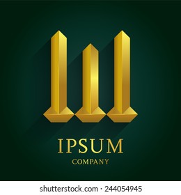 Elegant vector graphic gold alphabet W symbol