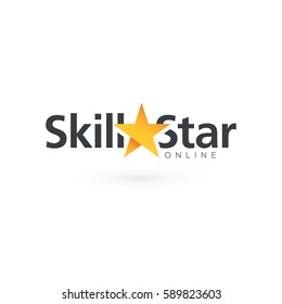 Elegant, vector graphic star symbol with sample text