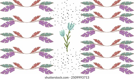 Elegant vector graphics of leaves pattern in horizontal line art featuring a delicate in between floral design is crafted on white background for ads promo