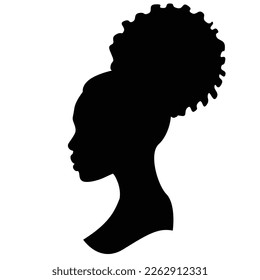 Elegant vector icon of an African American woman with an afro hairstyle. A modern and stylish symbol perfect for the beauty, fashion, and wellness industry.