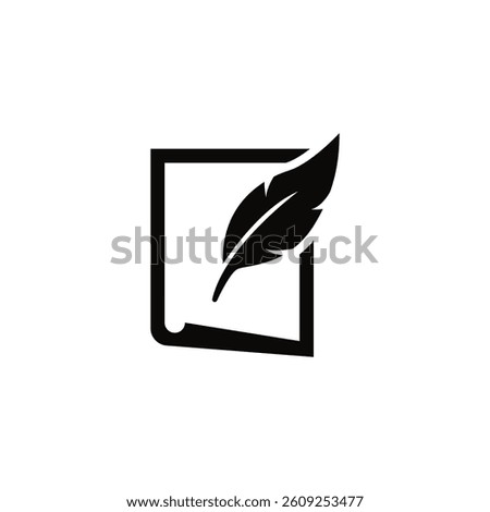 Elegant vector icon of feather quill and inkwell.