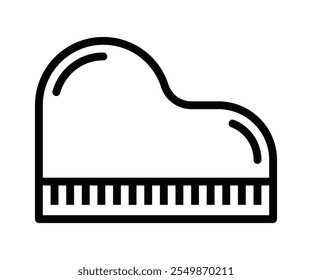 Elegant vector icon of a grand piano, representing music, concerts, and classical performance. Editable stroke.