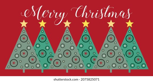 Elegante ilustración vectorial de árboles de Navidad sobre fondo rojo.