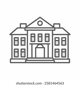 Elegant vector illustration of a classic mansion with symmetrical architecture in a minimalist style