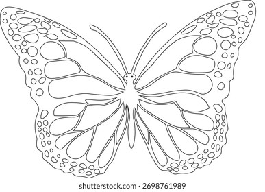 Elegante Ilustración vectorial “Butterfly Outline” con líneas limpias y estilo minimalista. Perfecto para la naturaleza, la belleza, el logotipo, el tatuaje, la moda y los proyectos de diseño decorativo.