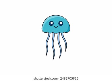 Elegant vector illustration of a colourful jellyfish with intricate details, perfect for ocean-themed designs, posters, and educational materials. High-quality and versatile.