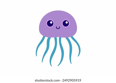 Elegant vector illustration of a colourful jellyfish with intricate details, perfect for ocean-themed designs, posters, and educational materials. High-quality and versatile.